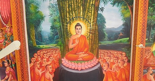 Gemaltes Bild von Buddha aus Kambodscha