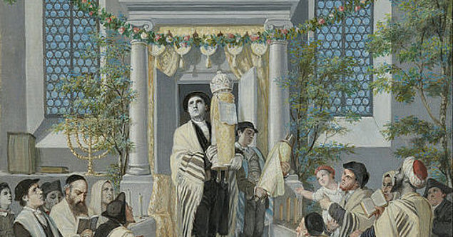 Shavuot - Das Wochen- oder Pfingst-Fest, Gemälde von Daniel Moritz Oppenheim, 1880