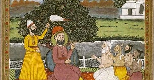 Guru Nanak mit hinduistischen Heiligen